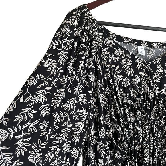 Old Navy Women Maternity Rayon Dress 2X Black Foliage‎ Print Flowy High Waist - Picture 5 of 9